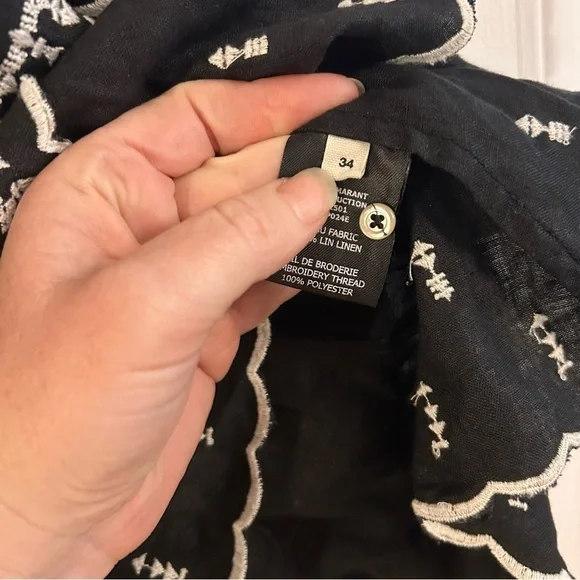 ISABEL MARANT ÉTOILE Daniela Boxy Embroidered Ruffle Blouse, Black - Picture 6 of 8